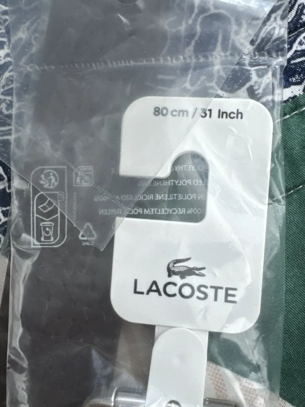 Lacoste Men's Leather Belt , Brandy, 80cm/31 Inch